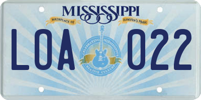 MS license plate LOA022