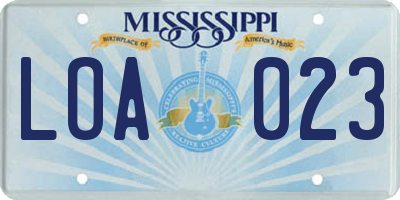 MS license plate LOA023