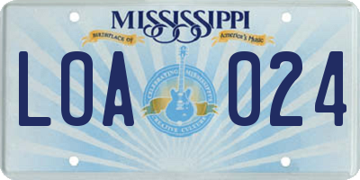 MS license plate LOA024