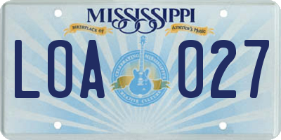 MS license plate LOA027