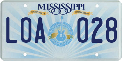 MS license plate LOA028