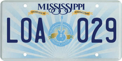 MS license plate LOA029