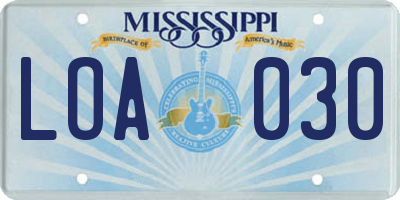 MS license plate LOA030