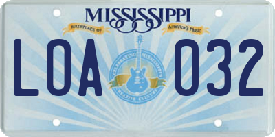 MS license plate LOA032