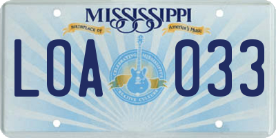 MS license plate LOA033