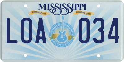 MS license plate LOA034