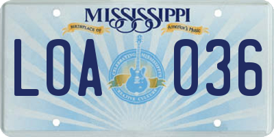 MS license plate LOA036