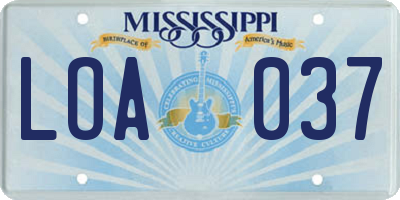 MS license plate LOA037