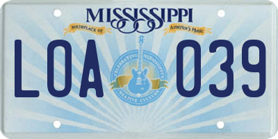 MS license plate LOA039