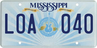 MS license plate LOA040