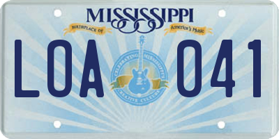 MS license plate LOA041