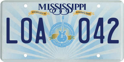 MS license plate LOA042