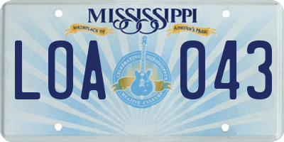 MS license plate LOA043