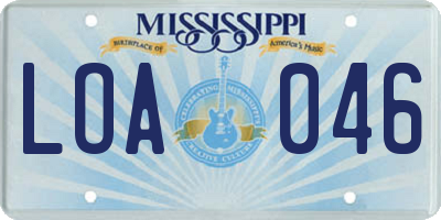 MS license plate LOA046