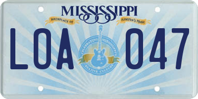 MS license plate LOA047