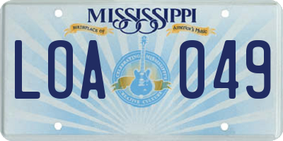 MS license plate LOA049