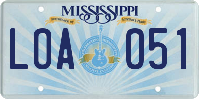 MS license plate LOA051