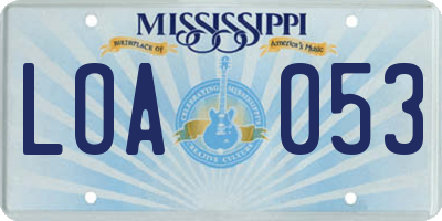 MS license plate LOA053