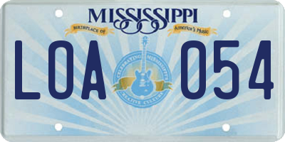 MS license plate LOA054