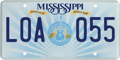 MS license plate LOA055