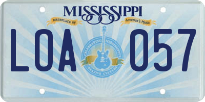 MS license plate LOA057