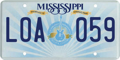 MS license plate LOA059