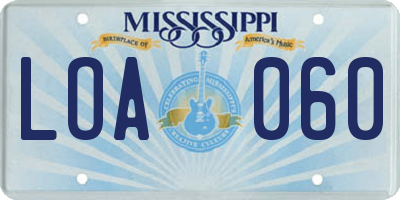 MS license plate LOA060