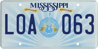 MS license plate LOA063