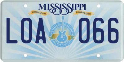 MS license plate LOA066