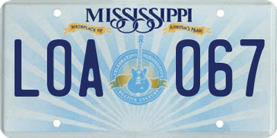 MS license plate LOA067