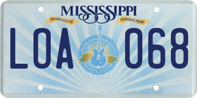 MS license plate LOA068