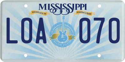 MS license plate LOA070