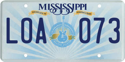 MS license plate LOA073