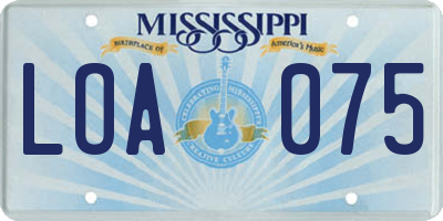 MS license plate LOA075
