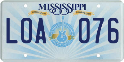 MS license plate LOA076
