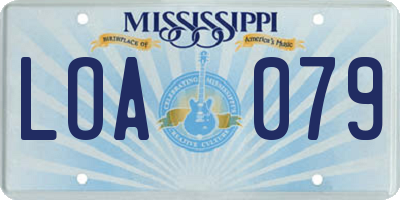 MS license plate LOA079