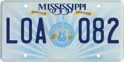 MS license plate LOA082