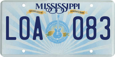 MS license plate LOA083