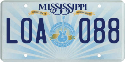 MS license plate LOA088