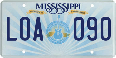 MS license plate LOA090