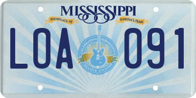 MS license plate LOA091