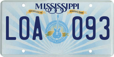 MS license plate LOA093