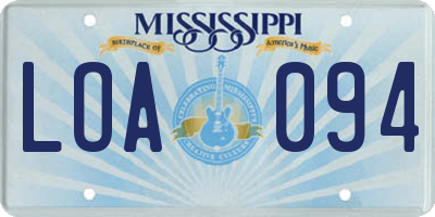 MS license plate LOA094