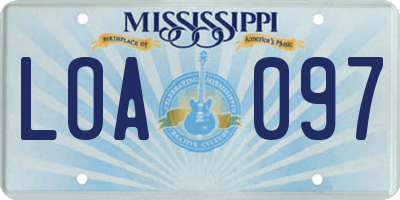 MS license plate LOA097