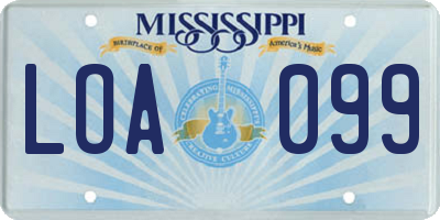 MS license plate LOA099