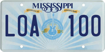 MS license plate LOA100