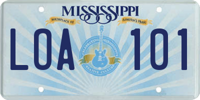 MS license plate LOA101