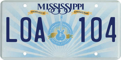 MS license plate LOA104