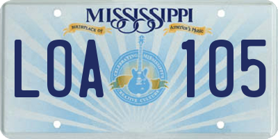 MS license plate LOA105