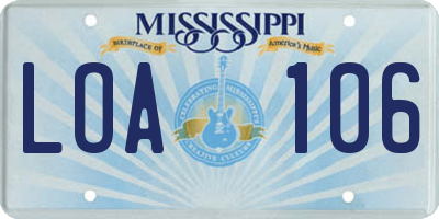 MS license plate LOA106
